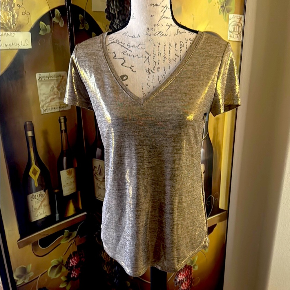 Metallic V-Neck Women's Top
